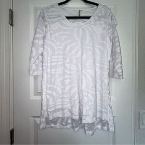 Lulu-B Burn Out 3/4 Length Sleeve Tunic Lagenlook Top